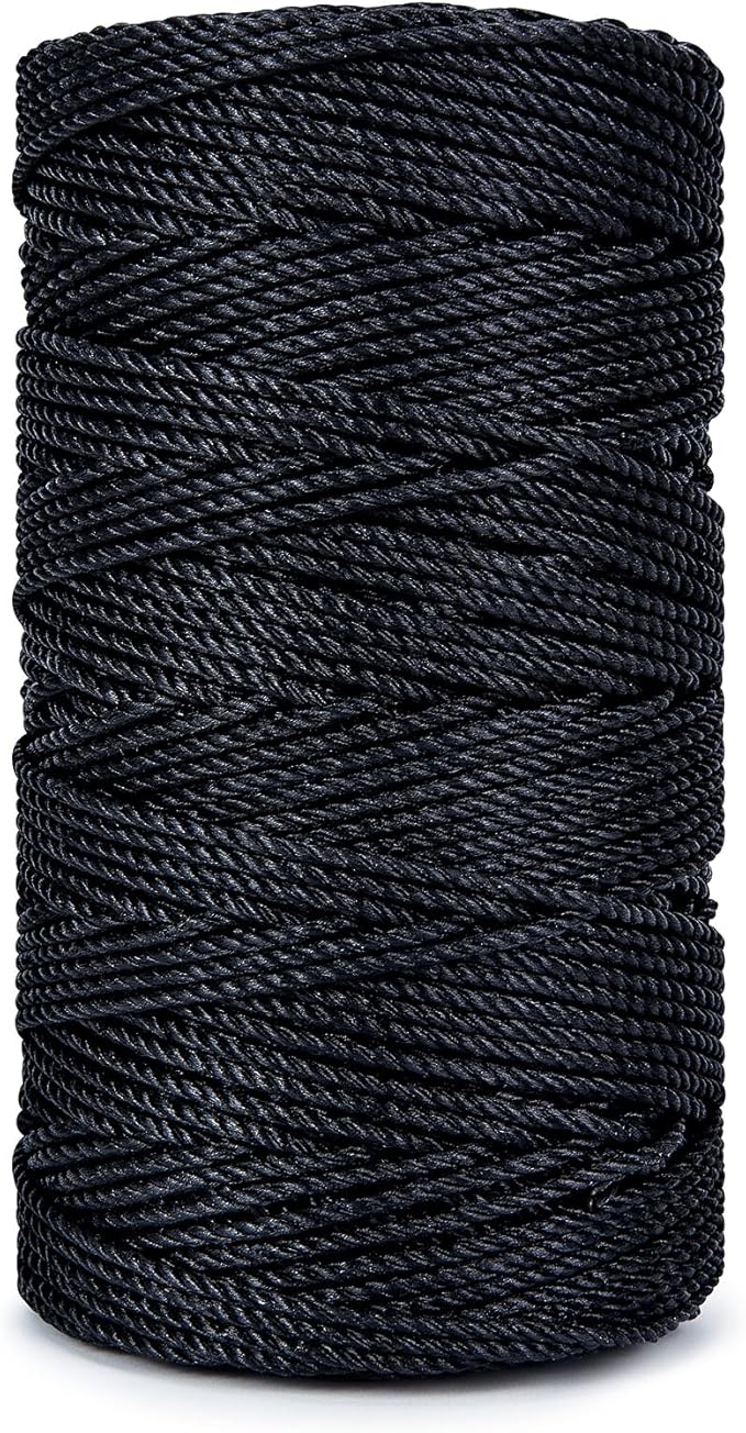 HONGDA Tarred Bank Line Twine, 465 Feet Nylon Twine #36 Bank Line-Black Nylon String 2.3mm, Black Strong Twisted Seine Rope Ideal for Gardening, Construction, Gear Tying, Bushcraft Gear