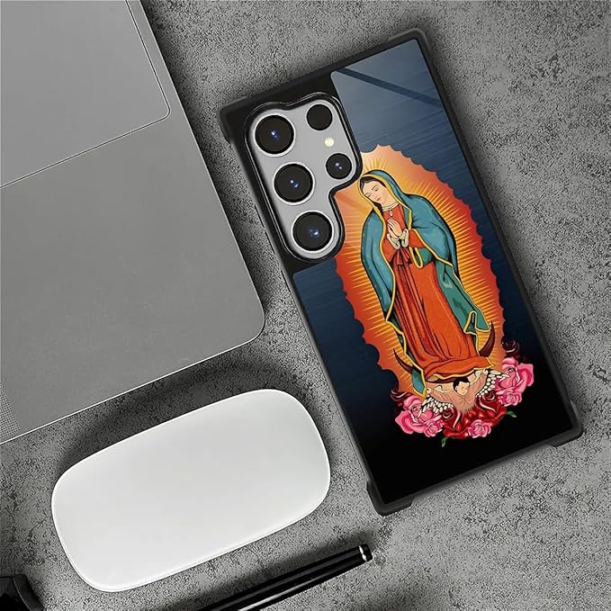 for Samsung Galaxy S26 Ultra Case,Graphic Design for Girl Boy Soft Silicone Hard Acrylic Shock Protection Designed for Samsung Galaxy S26 Ultra Red Virgen Guadalupe Pattern