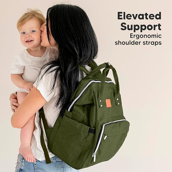 KeaBabies Baby Diaper Bag Backpack - Large Baby Bag for Boys, Girls, Waterproof Multi Function Travel Diaper Backpack with Changing Pad, Durable Travel Essentials for Moms and Dads (Coffee Brown)