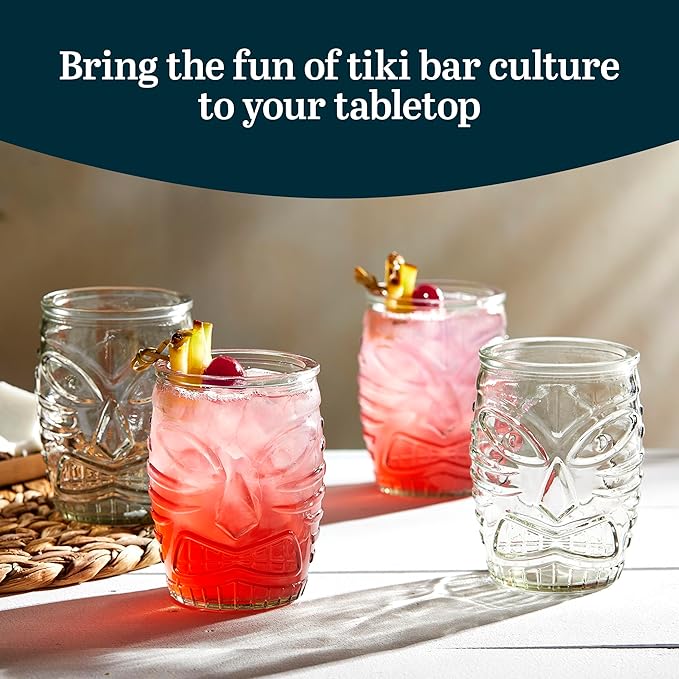 Libbey 4 Piece Modern Bar-Tiki Double Old Fashioned Glass Set, One Size, Clear