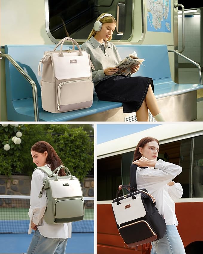 LOVEVOOK Laptop Backpack for Women with Giant Tumbler Holder Pocket, 18 inch Travel Work Bag Purse for Nurse Teacher, Waterproof Casual Daypack Bookbag for College Business