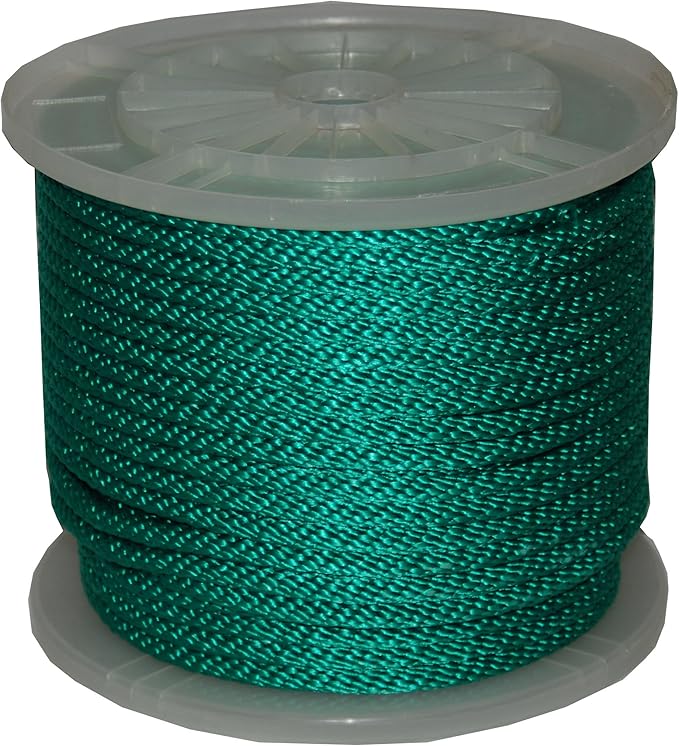T.W Evans Cordage 3/8" X 300' Green Solid Braid Propylene MFP Derby Rope