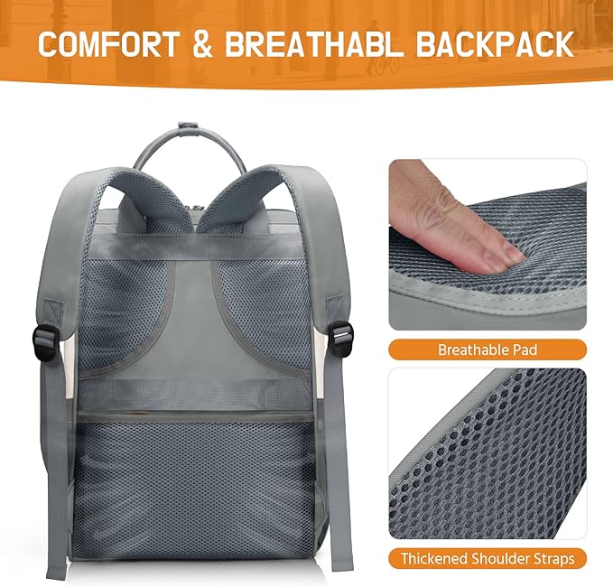 Maelstrom Laptop Backpack, Fits 15.6-17.3 Inch Travel Backpack Gift for Women Men, Waterproof College School Computer Bag, Anti-theft Business Work Bag with Luggage Strap (Grey, 17.3 Inch)
