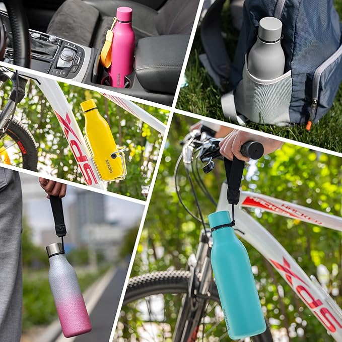 BJPKPK Insulated Water Bottles, 12oz Stainless Steel Metal Water Bottle with Strap, BPA Free Leak Proof Jugs, Mugs, Flasks, Reusable Thermal Flasks for Sports & Travel, Dreamy Purple