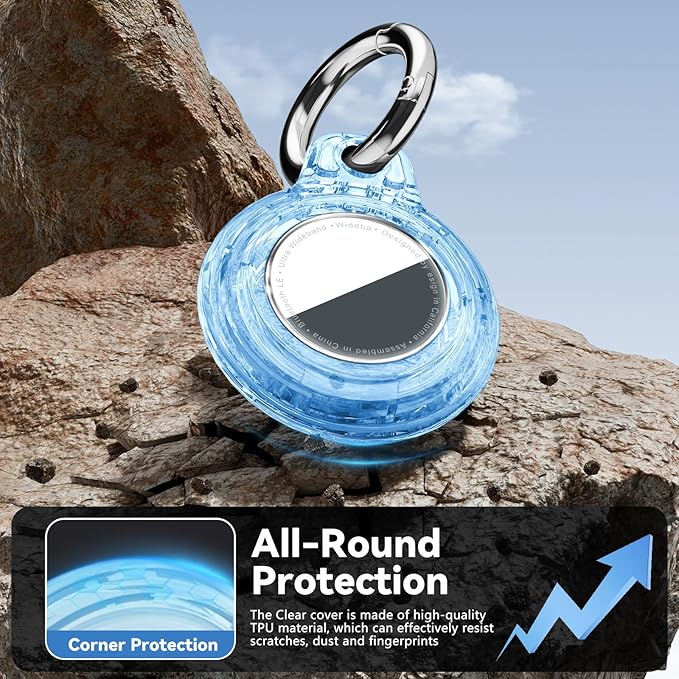 for Apple AirTag 2nd & 1st Gen, Waterproof Case for AirTag Holder Keychain,GPS Tracker Cover for Dog,Car Key,Luggage-E45-Clear Blue