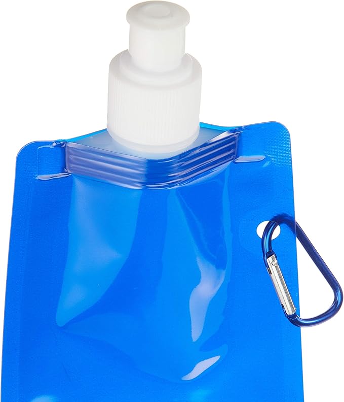 Funiverse Bulk 20-Pack 16 oz Collapsible Water Bottles - 5 Assorted Colors (Black, Green, Blue, Red, Orange) Foldable Travel Bottles for Sports, Gym, Camping, Party Favors & Gifts