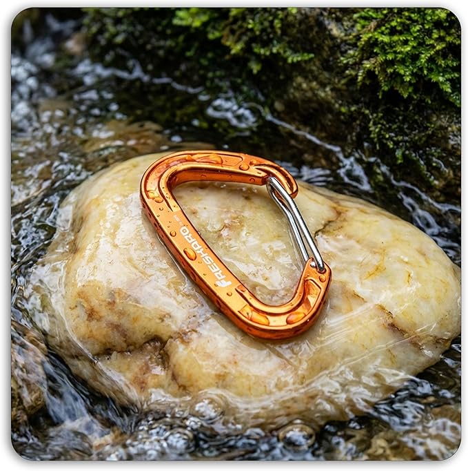 FresKaro 5pcs Nano Carabiner Clips, 8kN 1798lbs, Small Sturdy, Reliable Time-Tested Strong Spring Wiregate, Mini Size 2.37inch, Choice of 5colors