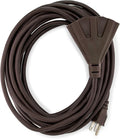Holiday Lighting Outlet 25-Foot Brown Extension Cord, 3-Prong Indoor & Outdoor Splitter, Perfect for Landscape Lighting