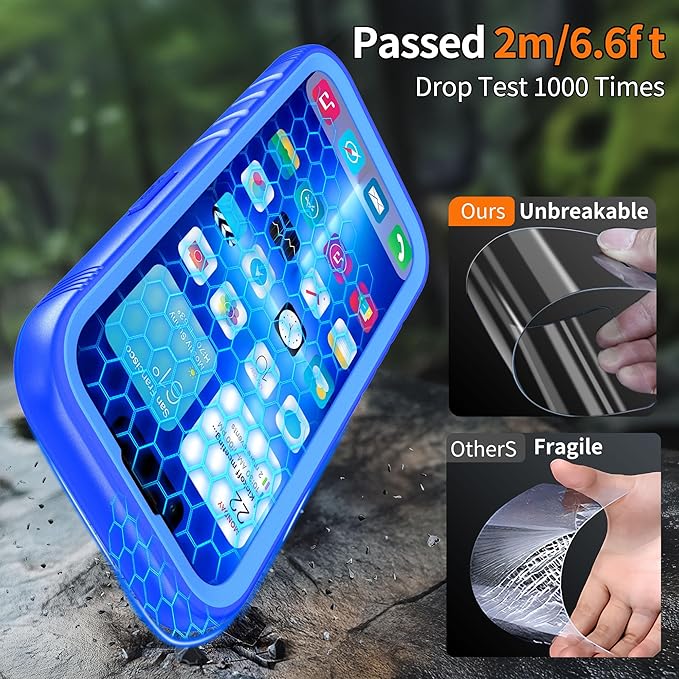 Cozycase for iPhone 15 Plus Waterproof Shockproof Dustproof Case - Heavy Duty/360 Full Body/Military Grade/Protective/Rugged 【8FT Drop Proof】 Built in Screen/Camera Protector with Lanyard Blue