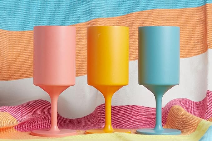Knork Eco 4 Piece Party Cup, Outdoor Wine Stem, Coral