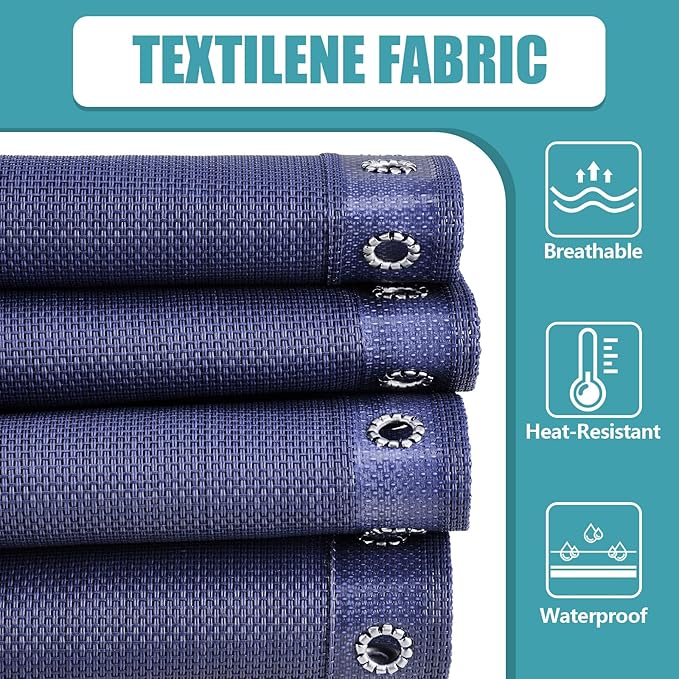Queekay Chair Replacement Fabric with 4 Bungee Cord Lounge Chair Cloth Mesh Repair Kit for Patio Recliner Outdoor Lawn Pool(63 x 21 Inch,Blue)