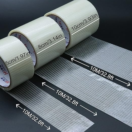 9KM DWLIFE Kite Ripstop Repair Tape 5cm-10cm Bi-Directional Fiberglass Filament Tape Clear Waterproof Strong High Adhesion Tear UV Resistance for Tent Sail Awning RV Camper Packing Fabric
