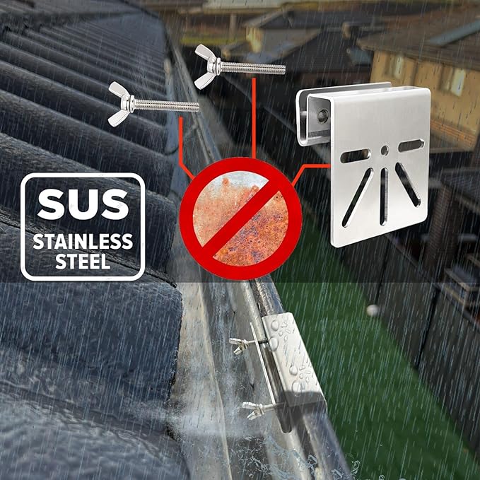 WiTi Gutter Mount Stainless Steel Bracket for Eufy Security SoloCam S340, Solar Security Camera Holder Anti-Rust Screws, No Drill Installation Compatible with IP PTZ Dome Cameras Outdoor