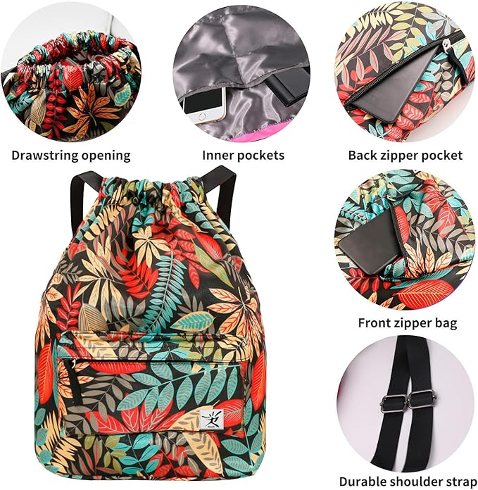 Waterproof Drawstring Bag, Gym Bag Sackpack Sports Beach Backpack for Men Women