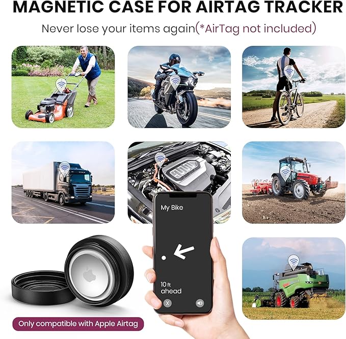 Ultra Magnetic AirTag Holder | Waterproof | Shatterproof | Minimalist Design | Compatible with Apple AirTag(1st & 2nd gen), Extra 3M Tape for Optional Mounting, Magnet Case for Car, Truck