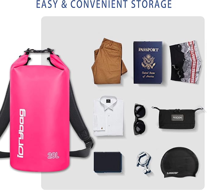 IDRYBAG Dry Bag for Kayaking Waterproof 2L/5L/10L/15L/20L, Small Dry Sack Waterproof Bag for Boating