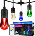 Enbrighten Vibe Vintagе Outdoor String Lights 2, 24ft, 12 RGBWIC Shatterрroof Acrylic Bulbs, Waterрroof, Patiо, Backyard, Gamеday, Holiday, Smart App, Works with Alеxa, Google Home, 86127