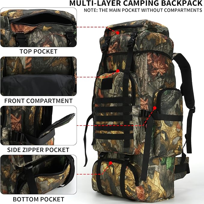 Hiking Backpack for Men 70L/100L Camping Backpack Military Rucksack Molle 3 Days Assault Pack for Climbing | Camping Backpack, 3 Days Assault Pack, for Climbing