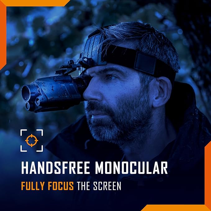 Night Vision Monocular - Nightfox Prowl Night Vision Goggles, Head or Helmet Mounted, 1x Magnification NVG, 1080p Video Recording, Stealth Infrared 940nm IR, Digital NODs for Airsoft, Night Walking