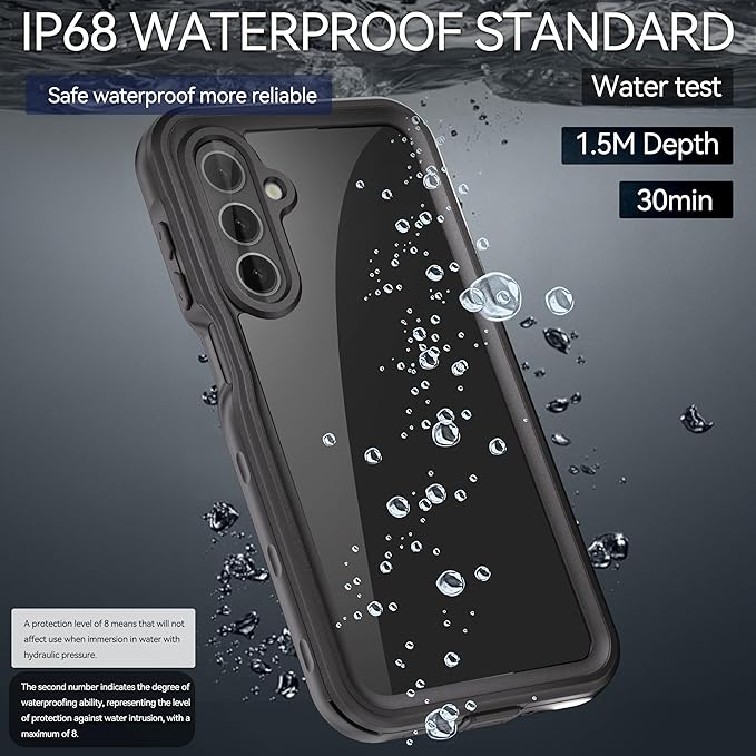Hllhunkhe for Samsung Galaxy A16 5G Case Waterproof, [IP68 Waterproof Dustproof] [Built-in Screen Protector] Rugged Full Body Underwater Shockproof Protective Cover for Galaxy A16 5G Phone Case Black