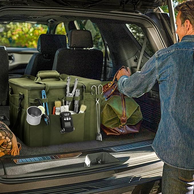FUNANASUN 40L Tactical Camping Storage Bag with Customizable Compartments & MOLLE System for Camping, Hiking, and Vehicle Organization