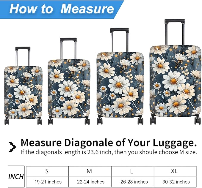 Luggage Cover Protector for 26-28 Inch Suitcases, TSA Approved Elastic Travel Suitcase Covers, Anti-Scratch Washable Luggage Sleeve for Carry On & Checked Bags, Little Flower