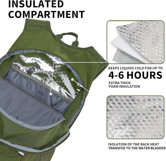 KABAQOO Hydration Backpack, 18L Multipurpose Hiking Backpack with 3L Water Bladder, Water Backpack Insulated Hydration Pack Ideal for Hiking and Cycling