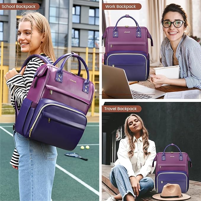 LOVEVOOK Leather Laptop Backpack
