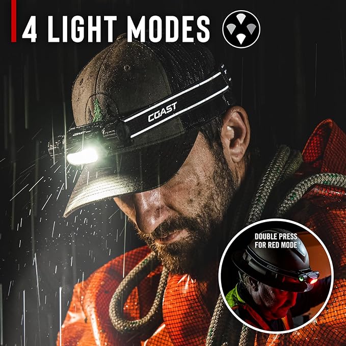 Coast WPH30R 1500 Lumen Waterproof Ultra Bright IP68 USB Rechargeable-Dual Power Headlamp, 5 Modes with Spot and Flood Beams, Blue/Black