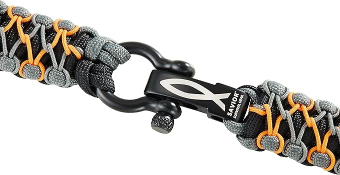 Savior Survival Gear Paracord Watch Band,Compatible with Apple Watch Band 49mm 46mm 45mm 44mm 42mm,iWatch Band Series Ultra 10 9 8 7 6 5 4 3 2 1 SE, Adjustable strap for men ( Black-Gray-Orange,Large)