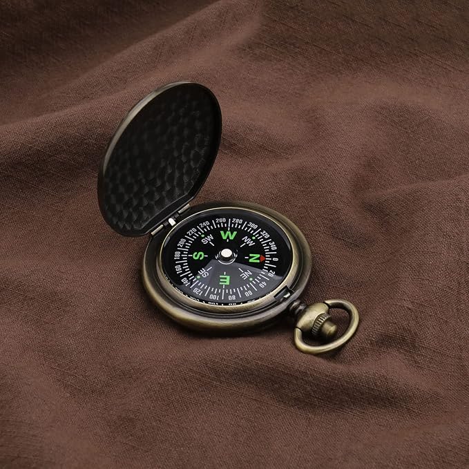 Create idea Retro Portable Compass Camping Survival Compass Metal Pocket Compass Kids Compass for Hiking Camping Hunting Outdoor Military Navigation Tool