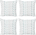 Ambesonne Teal Throw Pillow Cushion Case Pack of 4, Retro Arrow Pattern in Horizontal Line Heading to Opposite Directions Art Print, Modern Accent Double-Sided Digital Printing, 16", Teal Grey