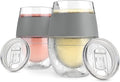 Host Freeze Wine Glasses with Lids, Wine Tumbler Gifts for Mom, Travel Gifts for Women, Insulated Cooling Cups for Red and White Wines, Freezable Tumblers for Outdoor Party, 8.5 oz, Set of 2, Gray