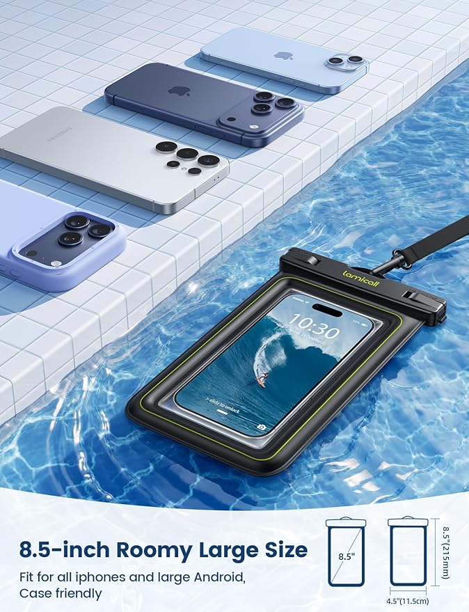 Lamicall IP68 Floating Waterproof Phone Pouch - [2 Pack] Water Proof Phone Case with Lanyard for iPhone 17 16 15 14 13 Pro Max, Galaxy S26 S25 S24 Ultra, Beach Cruise Gifts for Mothers Day, 4-8.5"