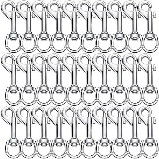 Therwen Swivel Snap Hooks - 2.76 Inch Flag Hooks, Multipurpose Bolt Snap for Keychain, Camera Strap, Pet Leash (30)