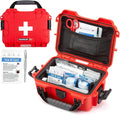 NANUK 903 - Small Waterproof First Aid Kit 78pcs – Pre-Stocked First Aid Emergency Kit with Bandages, Tick Removal Tool, and More – Dustproof, Impact-Resistant, Floats (7.4" x 4.9" x 3.1") – Red