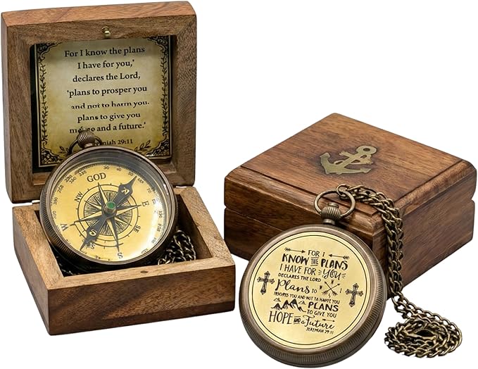 Handmade Brass Antique Compass with Leather Case – Vintage Finish Functional Pocket Navigation Tool for Travel, Hiking & Gift