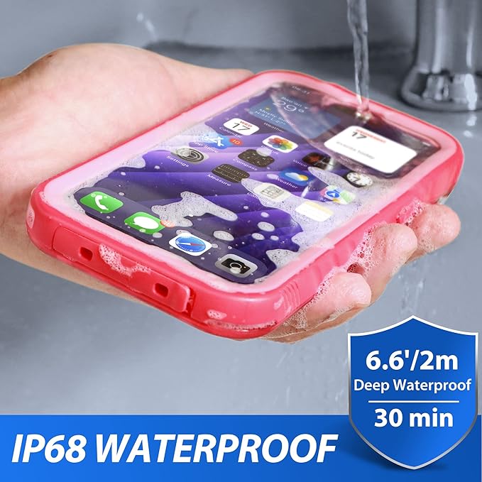 SPORTLINK Design for iPhone 14 Pro Waterproof Case - Shockproof Dustproof Phone Case with Screen Protector, Full Body Protective Case for iPhone 14 Pro, 6.1'' Pink