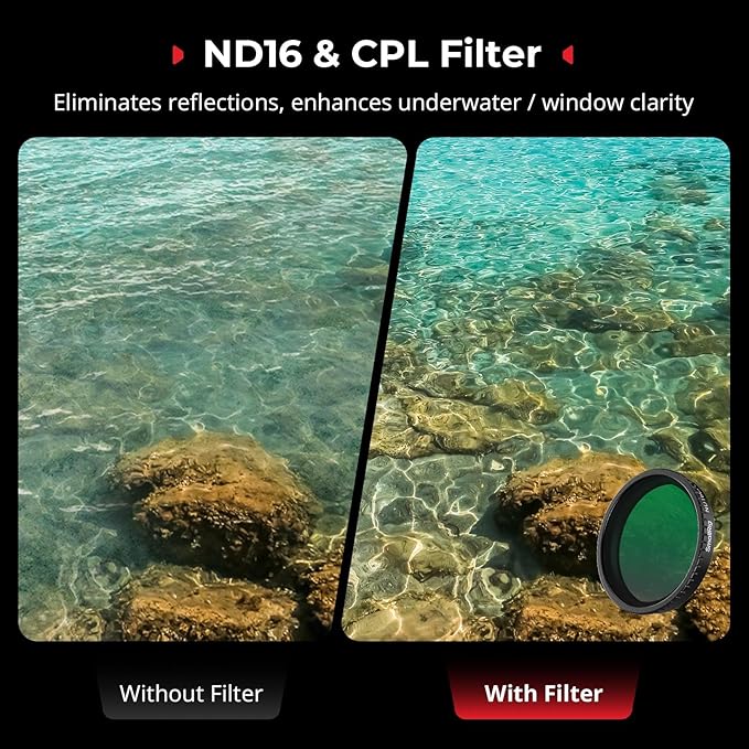 SmallRig Filter Kit for DJI Osmo Action 5 Pro/4, 5-in-1 Lens Filter Set with 1/4 Black Mist, ND16/CPL, Star-Cross, Film Simulator & Silicone Cover, Snap-On Mount, Rainbow High-Alumina Glass-5412