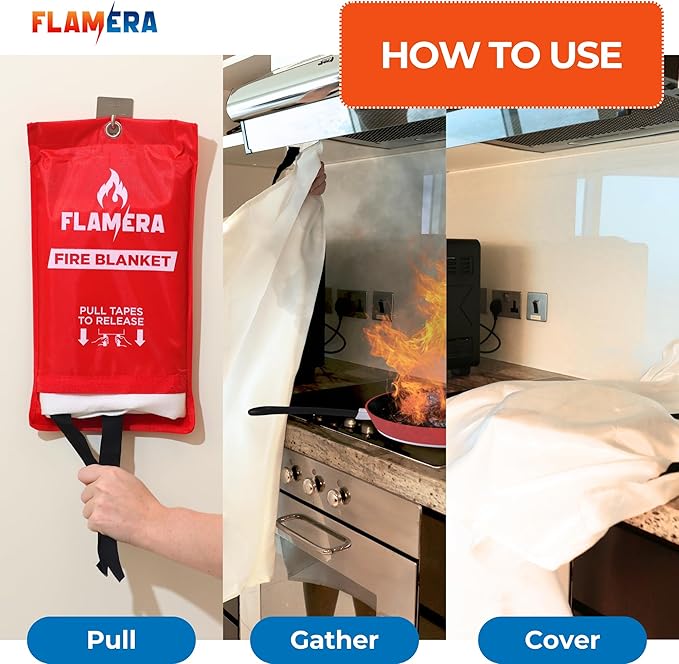 Emergency Fire Blanket for Home and Kitchen (4-Pack) Fireproof and Fire Suppression Blanket | 40"x40" Fiberglass Fire Blankets for Home Safety, Camping, and Office - Fire Retardant Blankets for Fires