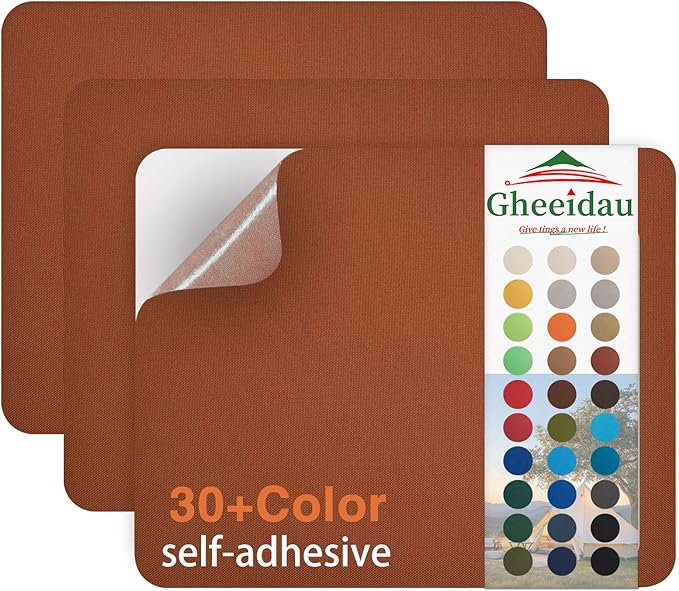 Gheeidau Canvas Repair Patch 9×11 Inch 3Pcs Waterproof Self-Adhesive Fabric Repair Patch for Tents,Boat Cover,Pop Up Canopy,Patio,Bags,Car Seats,Sofas,Furniture Cover(Light Brown)