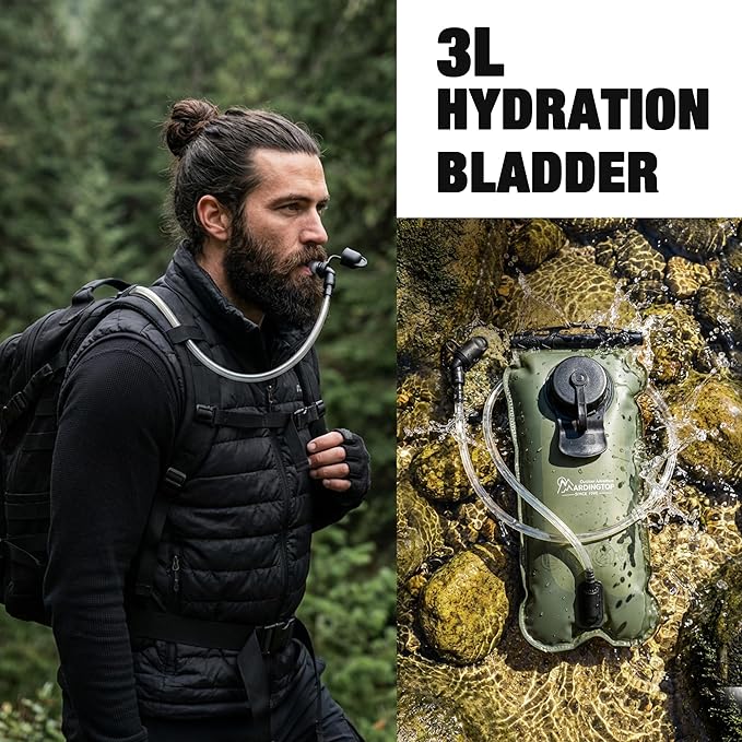 Mardingtop Hydration Bladder, 3L Leak Proof Water Reservoir Military Hydration Pack for Hiking Biking Cycling Running Climbing Camping