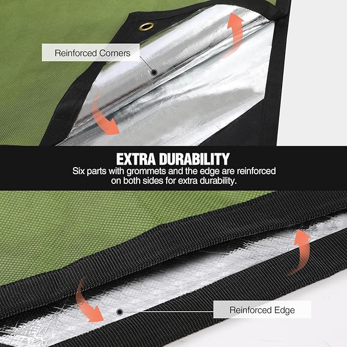 RedSwing 2-Pack Heavy Duty Survival Blanket, Waterproof Emergency Thermal Tarp, Multipurpose Reflective Insulated All Weather Blankets for Camping Hiking, Green,11.8 x 8.5 ft