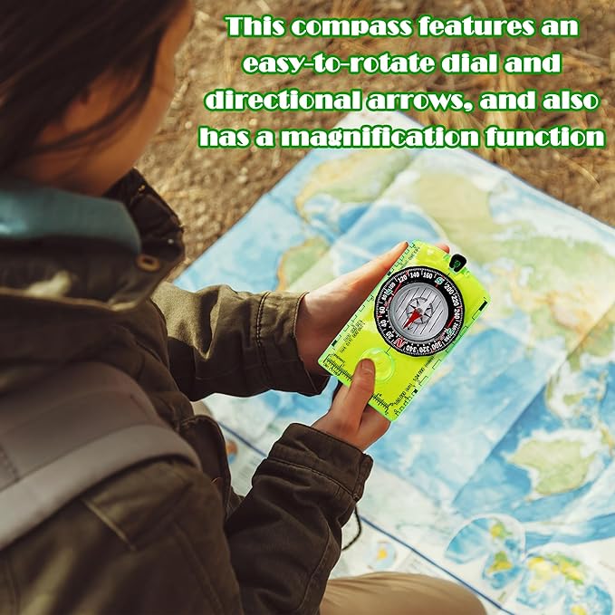 16 Pcs Orienteering Compass Acrylic Hiking Compass with Rope for Navigation Backpacking Map Reading Survival Outdoor Camping Scout Exploring Gifts