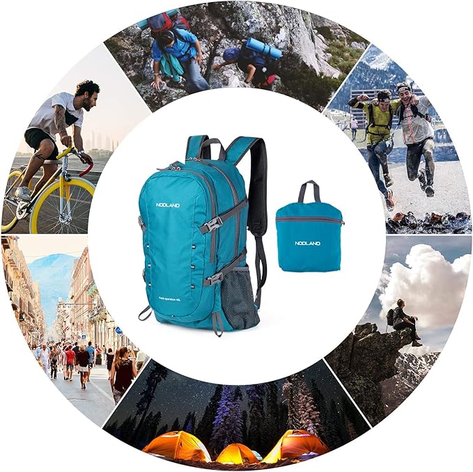 NODLAND Lightweight Backpack Travel 40L Foldable Water-Resistant Daypack, Hiking Outdoor Camping Rucksack for Men Women