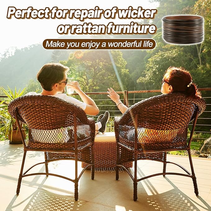 Biggun 120ft Wicker Repair Kit - Rattan Patio Chair Sofas Repair Supplies for Outdoor Lawn Furniture, Premium New Materials Basket Weaving Webbing Replacement Parts