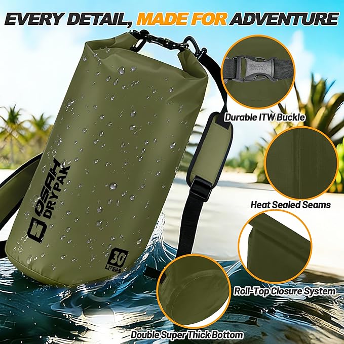 Waterproof Dry Bag, 5L/10L/20L/30L/40L Roll Top Lightweight Storage Backpack with Phone Case for Women & Men, Floating Waterproof Sack for Travel, Swimming, Kayaking, Paddle Board, Camping & Beach