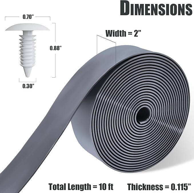 Vinyl Straps for Patio Chair Repair Kit 2'' Wide 10 Ft Long Replacement Straps + 10 Free Rivets for Outdoor Lawn Furniture Chaise Lounge Repair (Grey)
