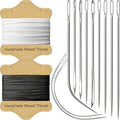 VONEEDL Upholstery Repair Kit: Waxed Sewing Thread (2 Colors: Black and White) & Heavy Duty Needles (11 PCS) for Leather, Canvas & Quilting Thread
