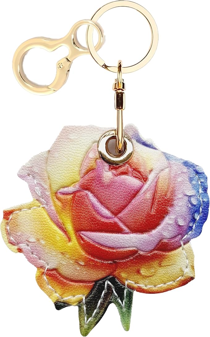 Leather Keychain Holder Case Compatible with AirTag,Cute air tag Cover with Keychain Ring,GPS Tracker Case for Keys